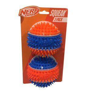 NERF DOG Spiky Blue Orange Balls Set of 2 Squeak